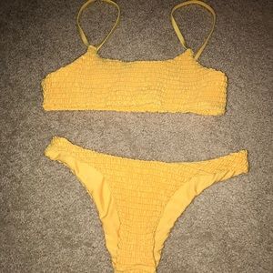 yellow fringe bikini set